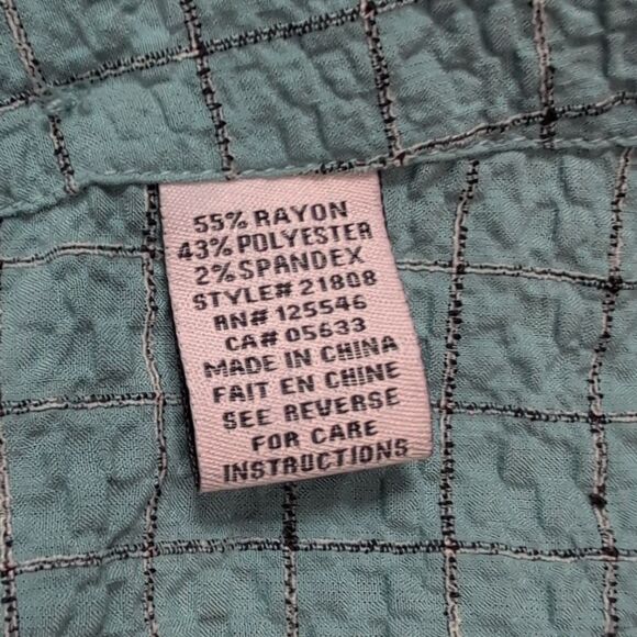 Habitat Top Womens Small Blue Button Front Art Crinkle Blouse - Picture 6 of 9